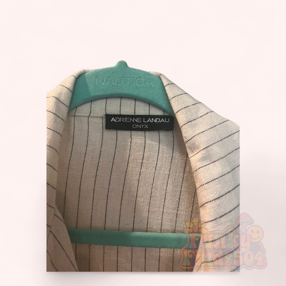 Adrienne Landau Cream Pinstripe Tie Front Shacket NWOT Sample Sale Size S - Picture 5 of 5